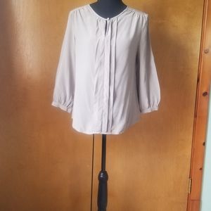 Max Studio silk blouse Gray Tucks Lightweight Office
